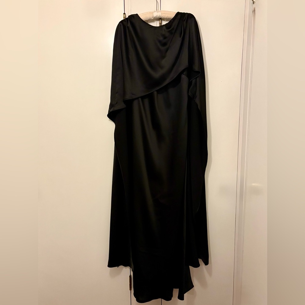 Xscape Evenings Elegant Black Evening Gown “Tallulah” with Cape